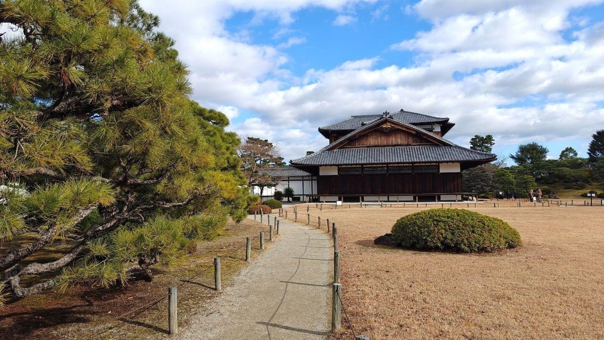 Traditional building with garden path