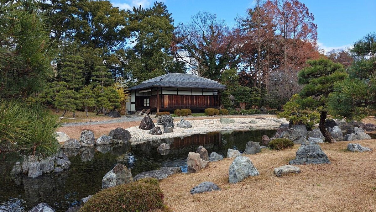 Traditional house in serene Japanese garden