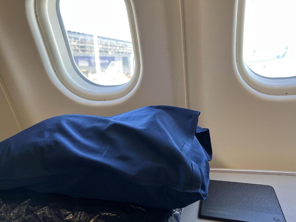 Airplane seat with window view