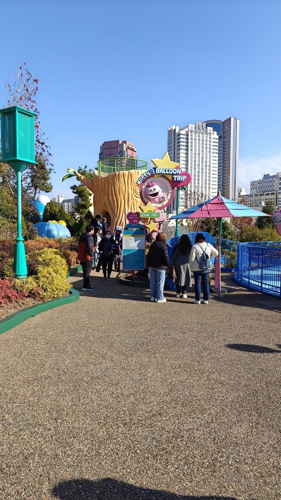 Amusement park queue under clear sky