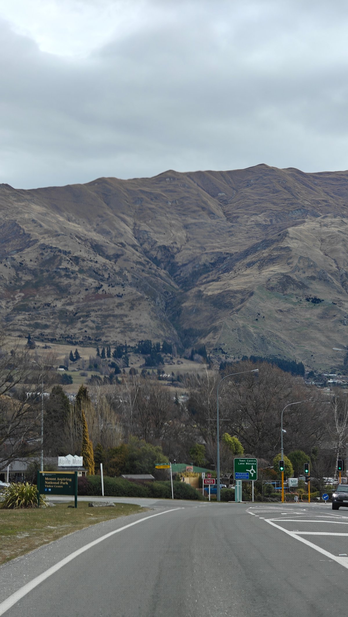 Approaching Wanaka township by road