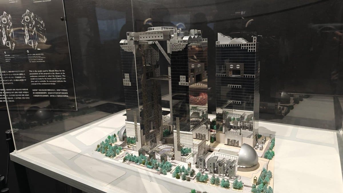Architectural model in display case