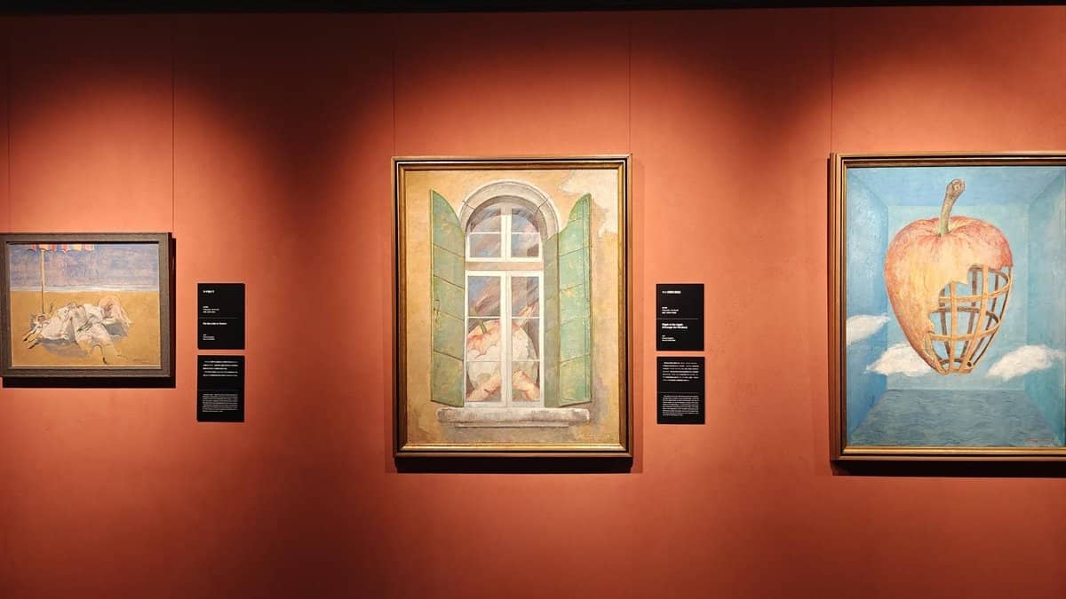 Art gallery with surreal paintings