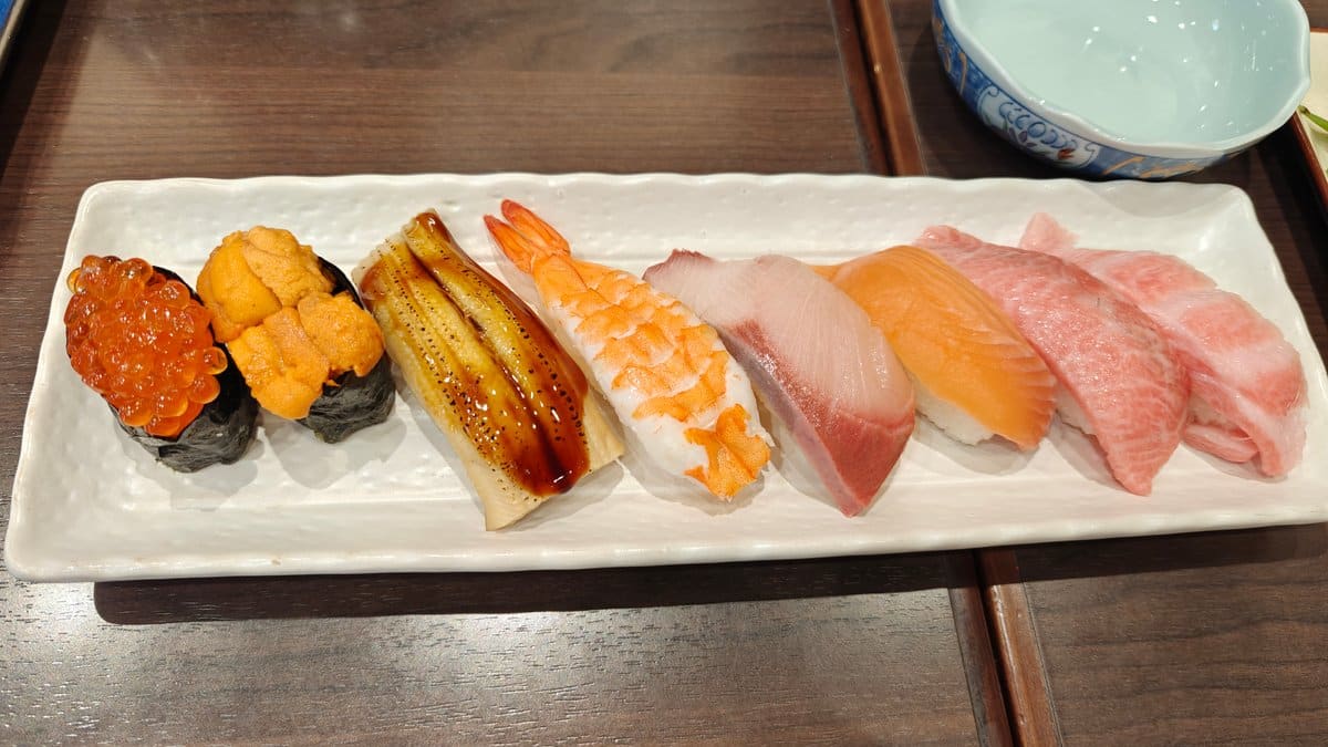 Assorted fresh nigiri sushi platter