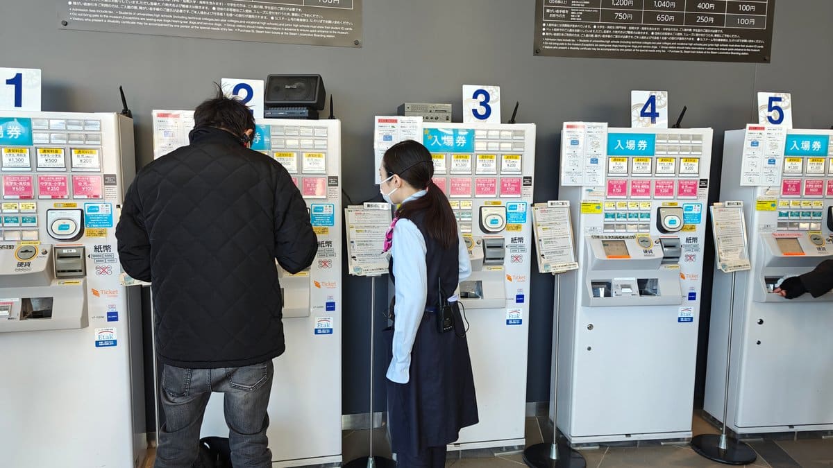 Automatic ticket machines with visitors