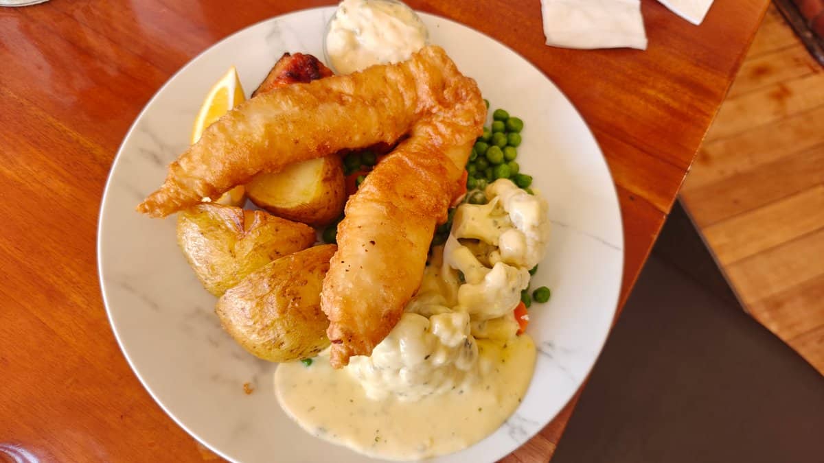 Beer-battered blue cod