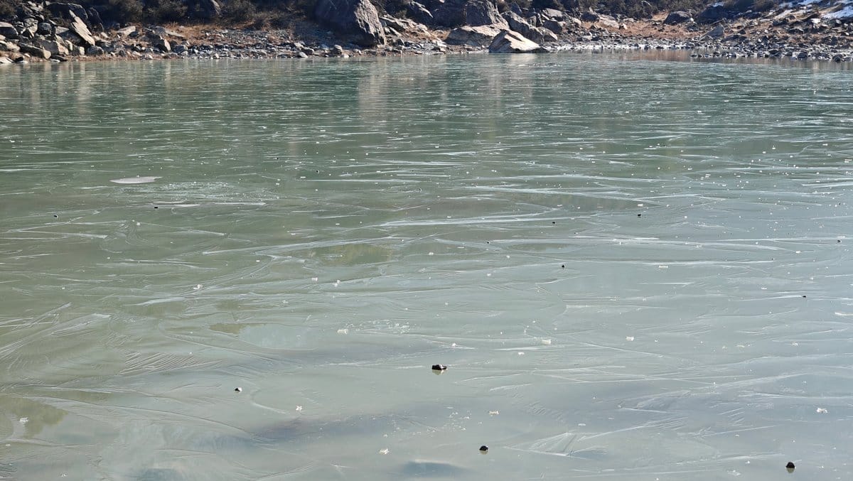 Blue Lake sheet of thin ice