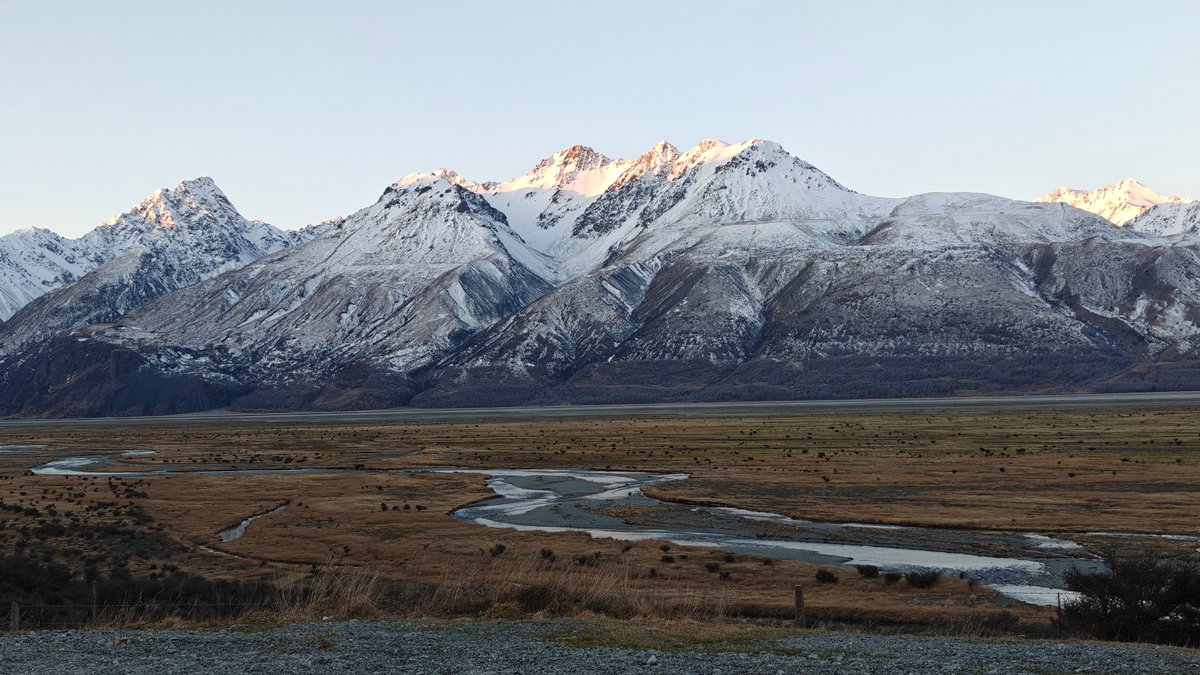 Braided river and snow peaks