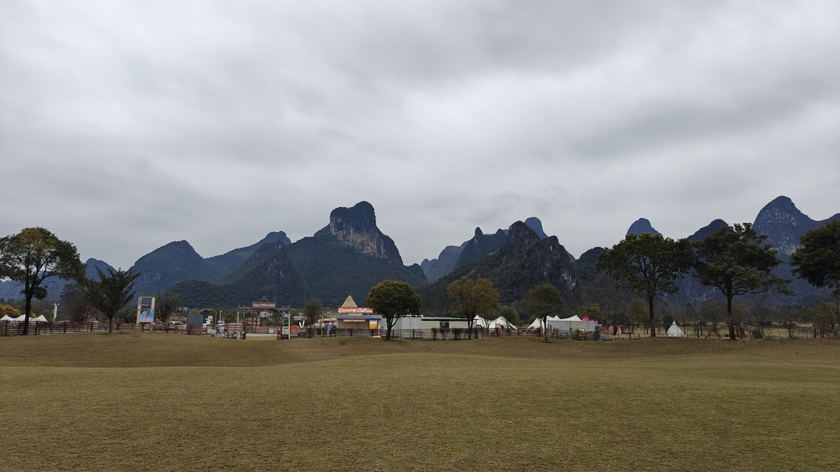 Camping area and mountains