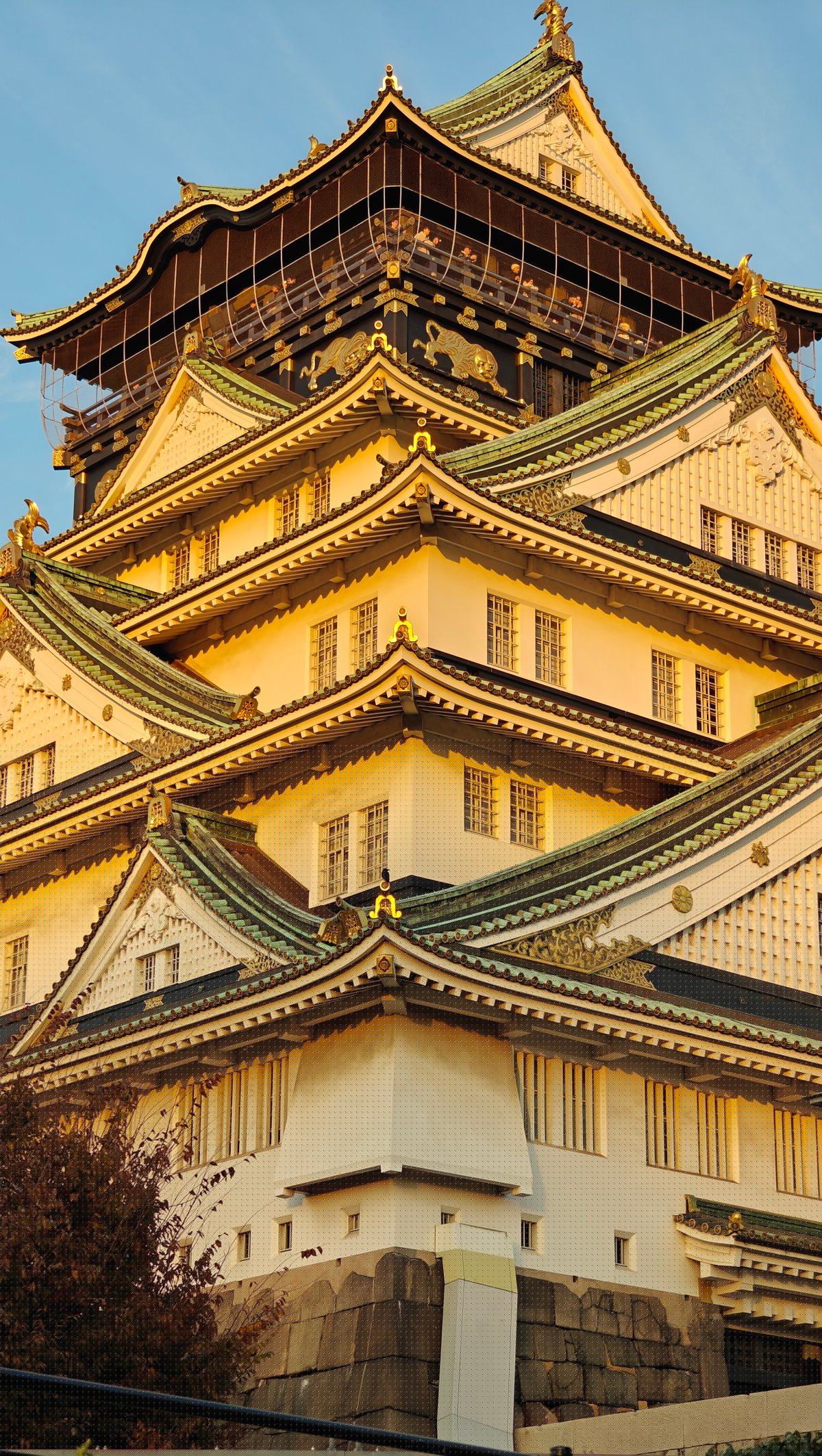 Castle upper tiers at sunset