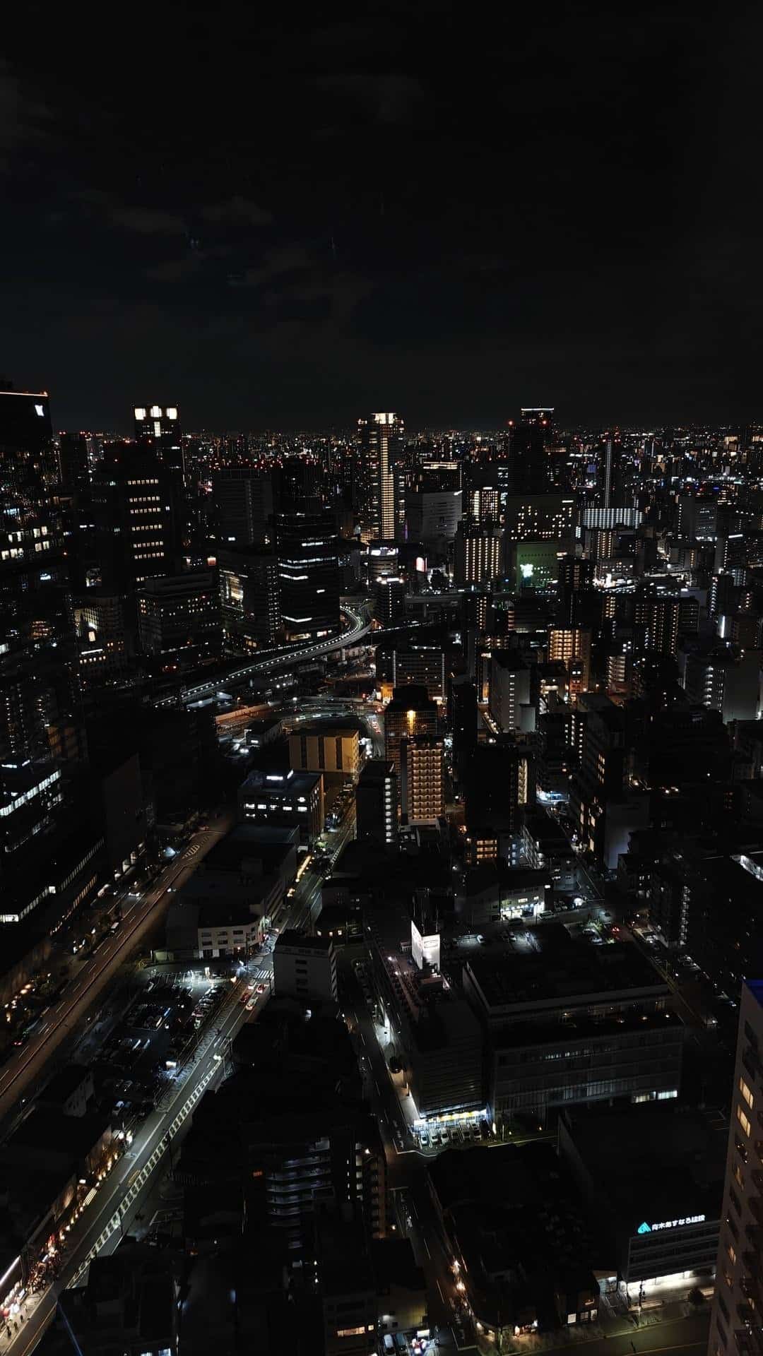 City skyline illuminated at night