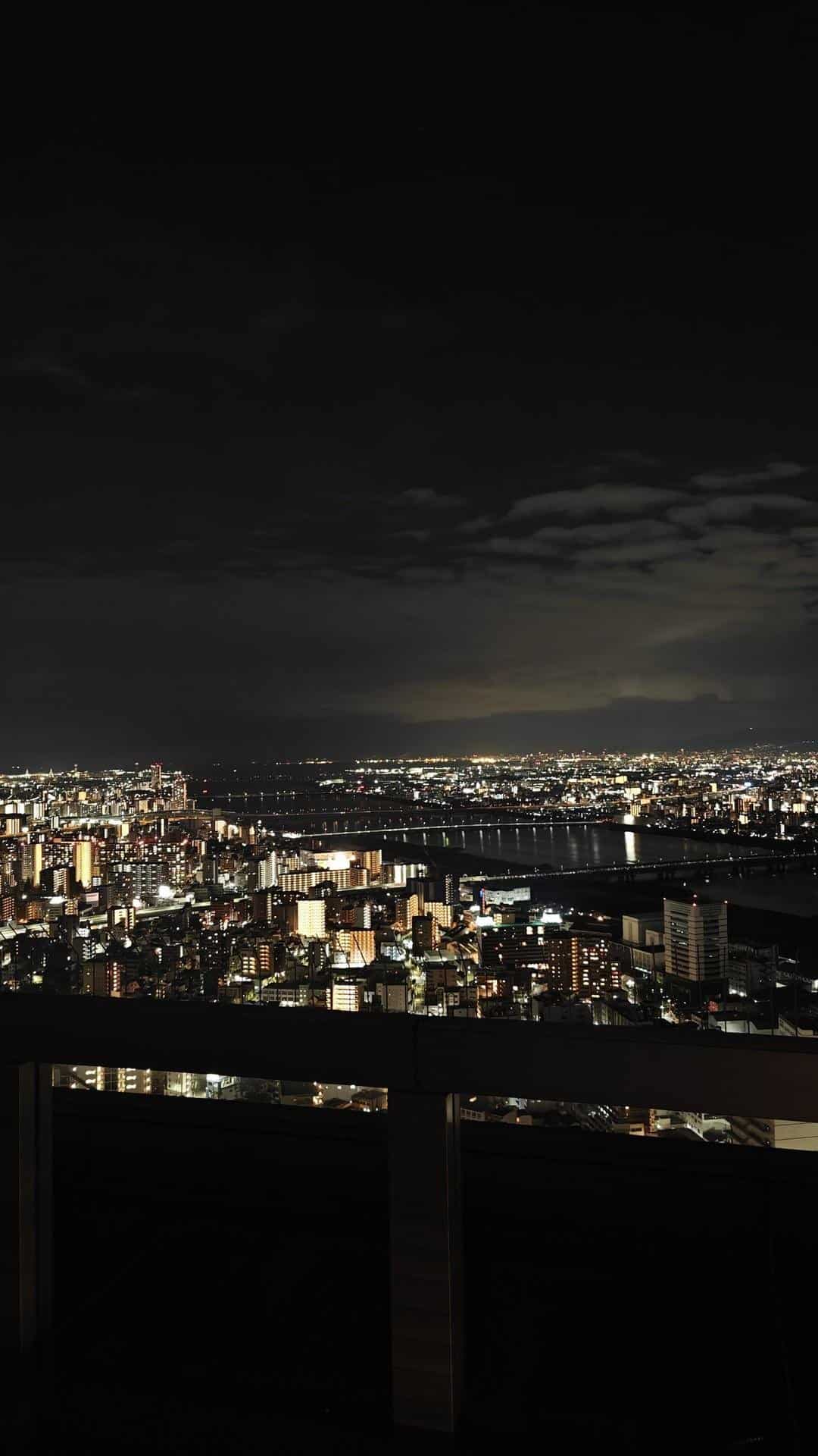 City skyline night view with lights