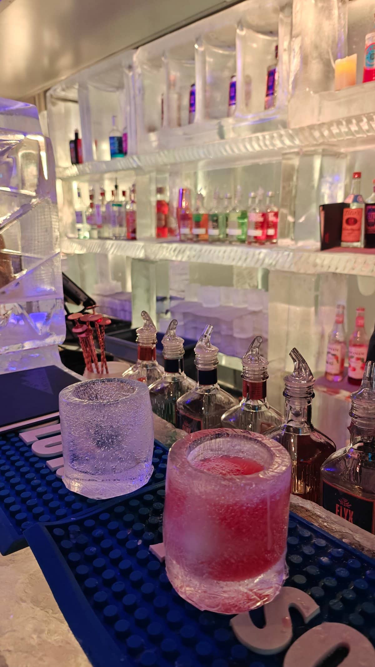 Cocktail in solid ice glass