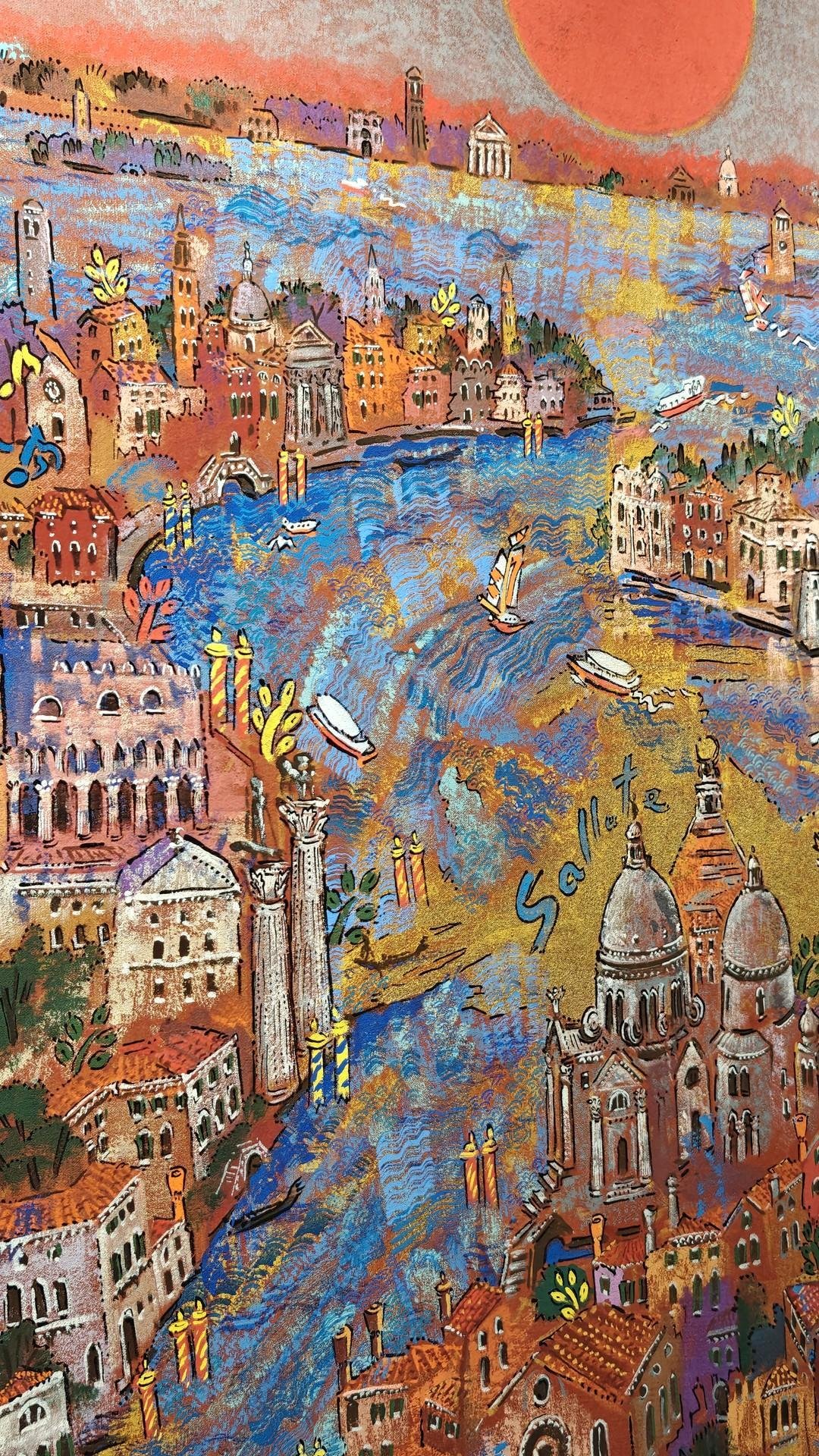 Colorful abstract cityscape painting