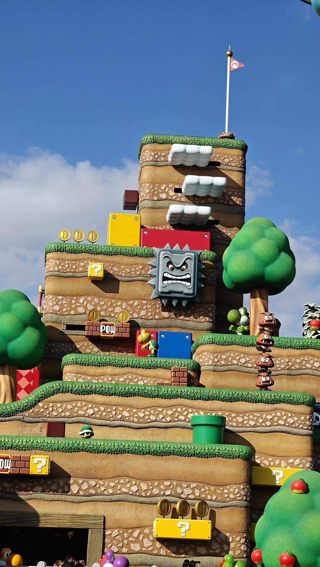 Colorful Mario-themed landscape
