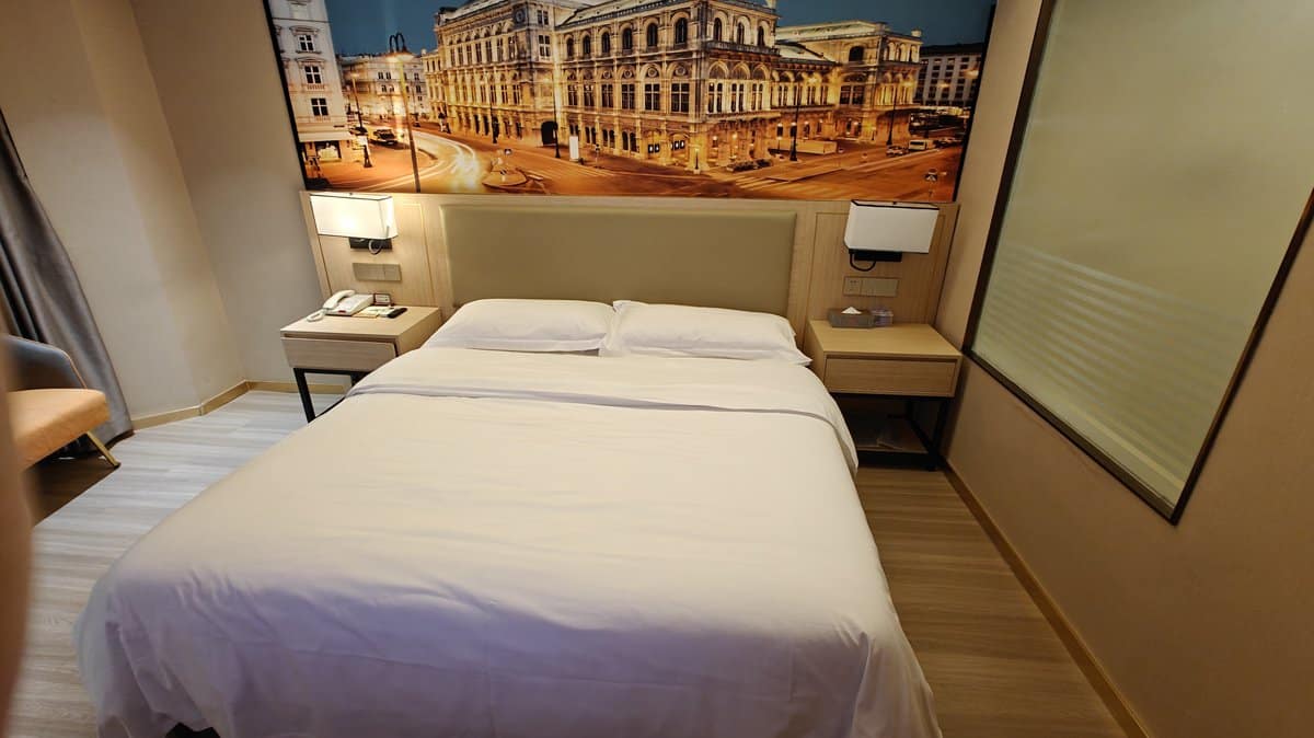 Comfortable bed and nightstands