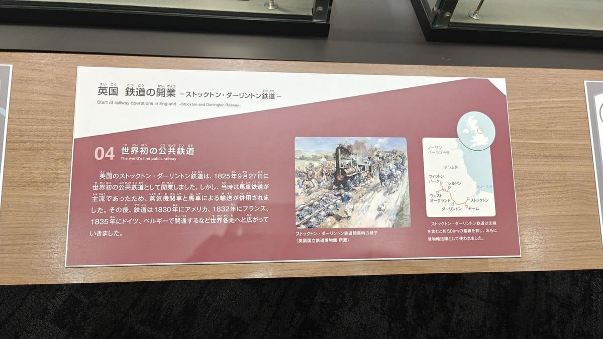 Display about first public railway