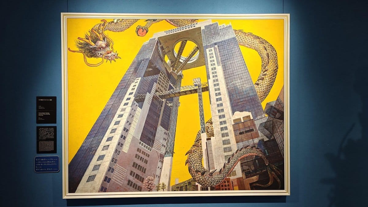 Dragon wrapped skyscraper painting