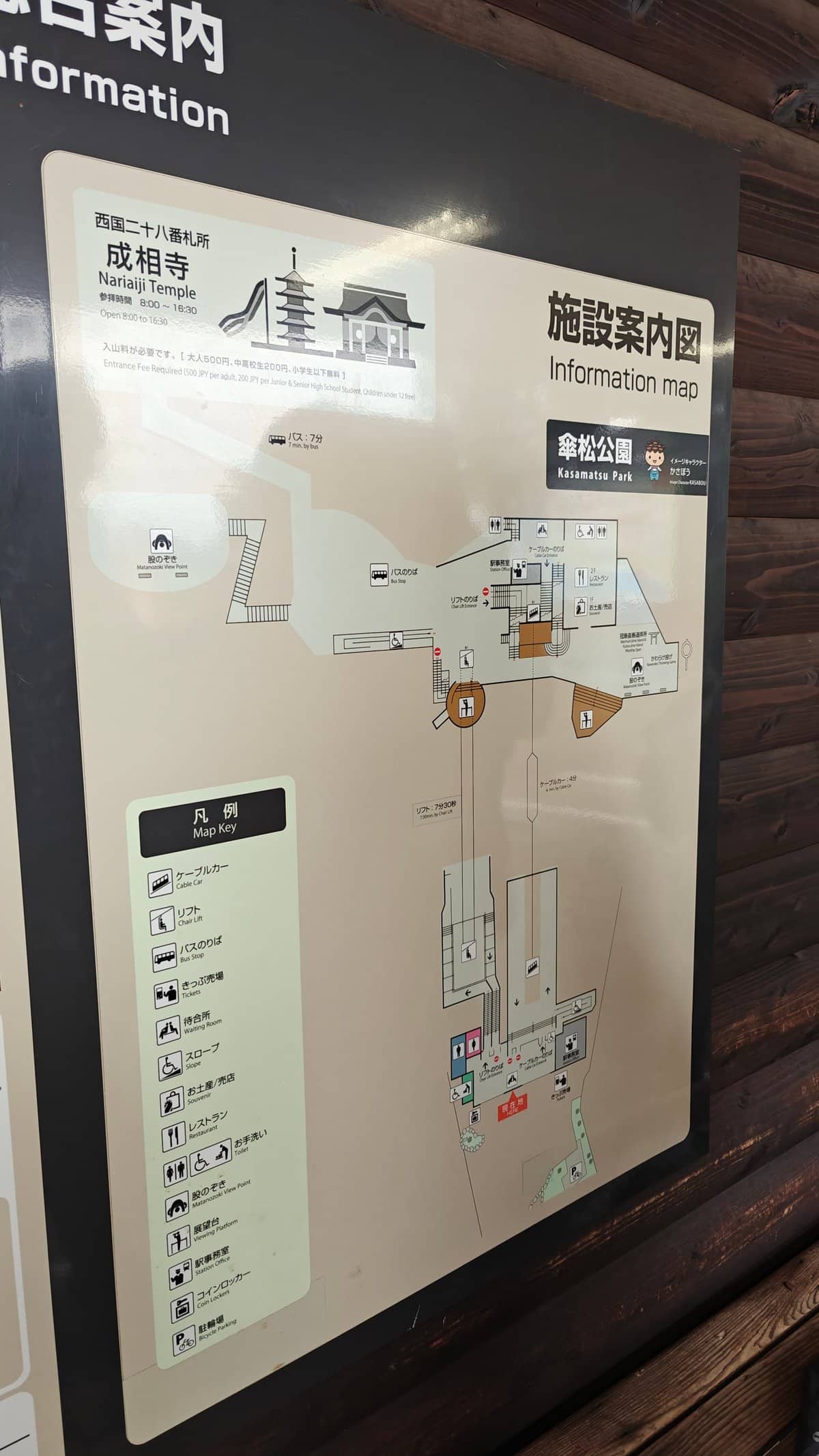 Facility guide map including access to Nariaiji Temple