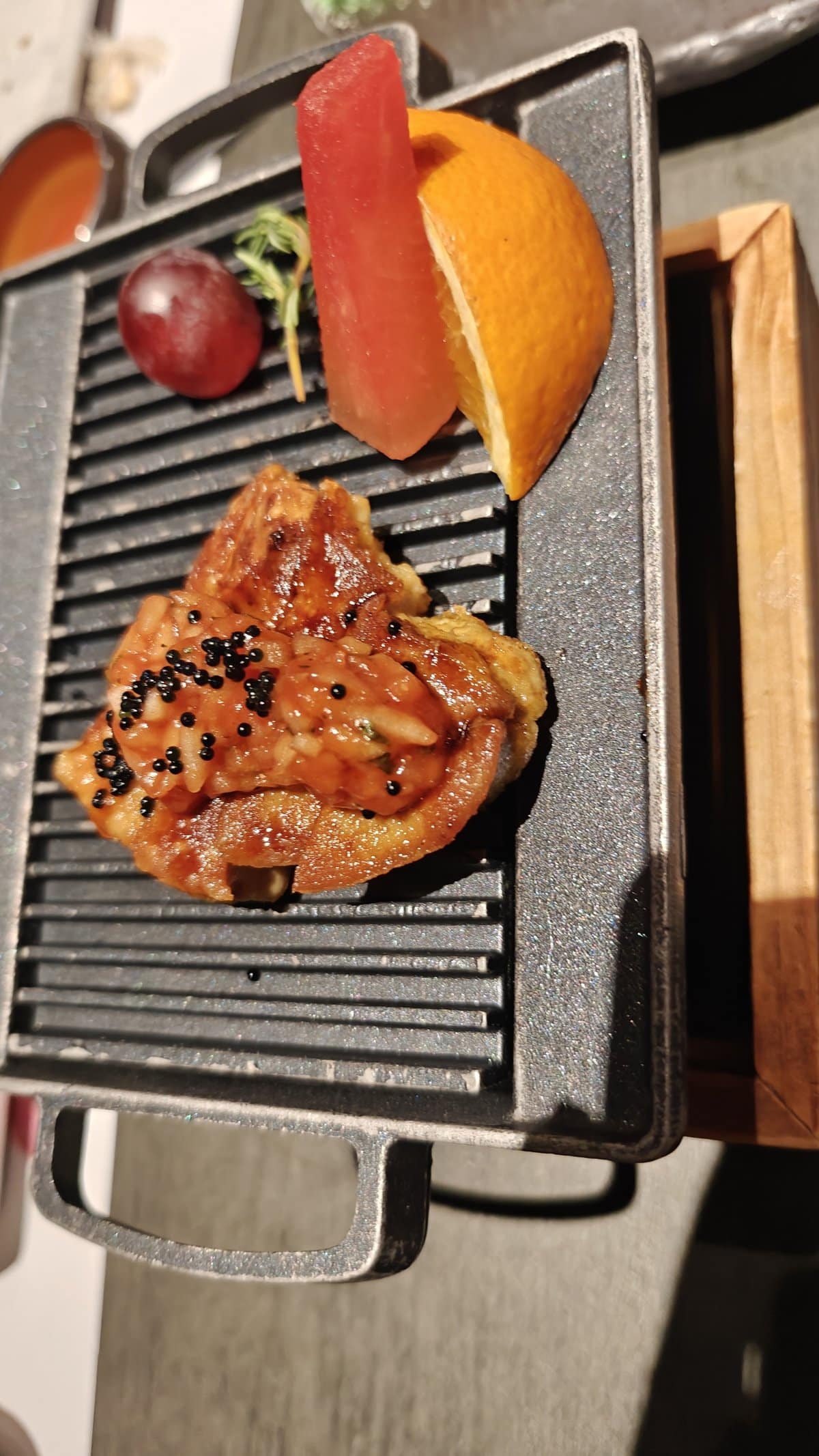 Foie gras with caviar beads