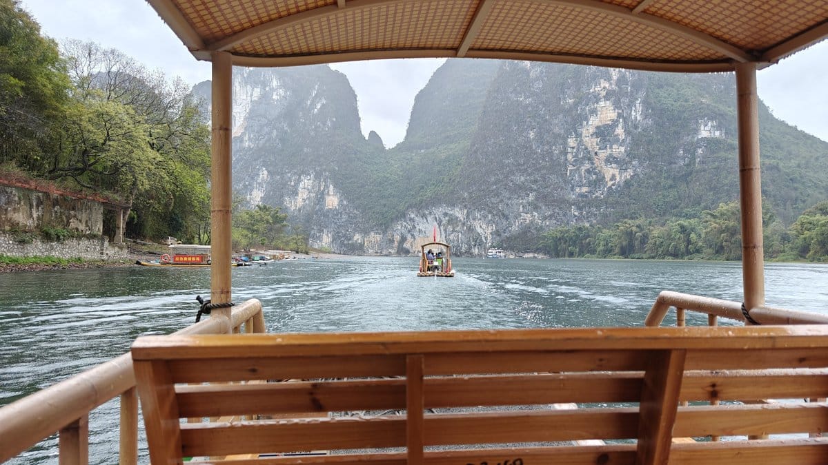 Following raft into karst passage