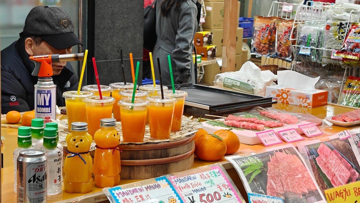 Fresh juice and wagyu stall
