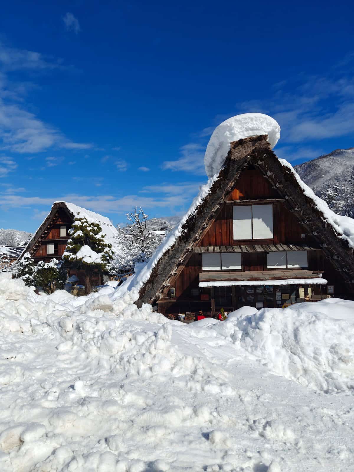 Frontal snow-laden gassho house