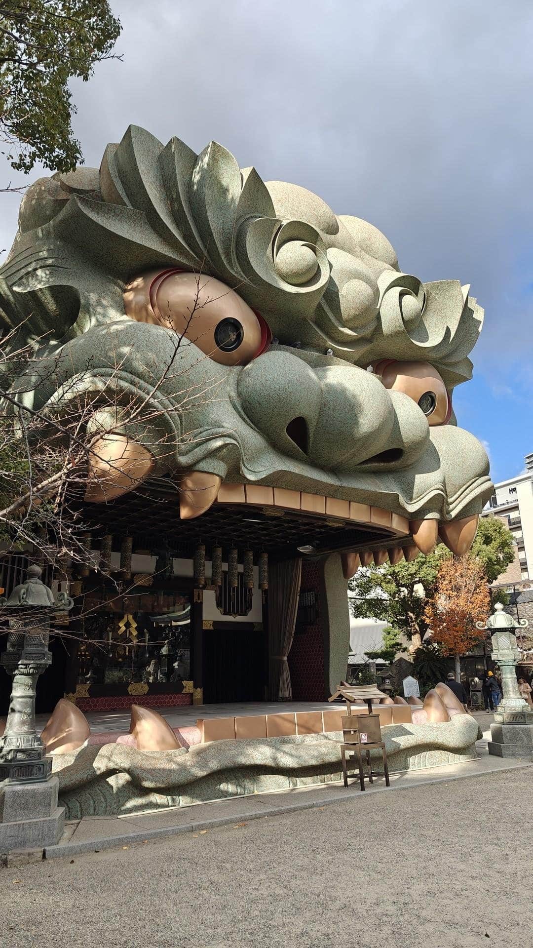 Giant lion head temple entrance