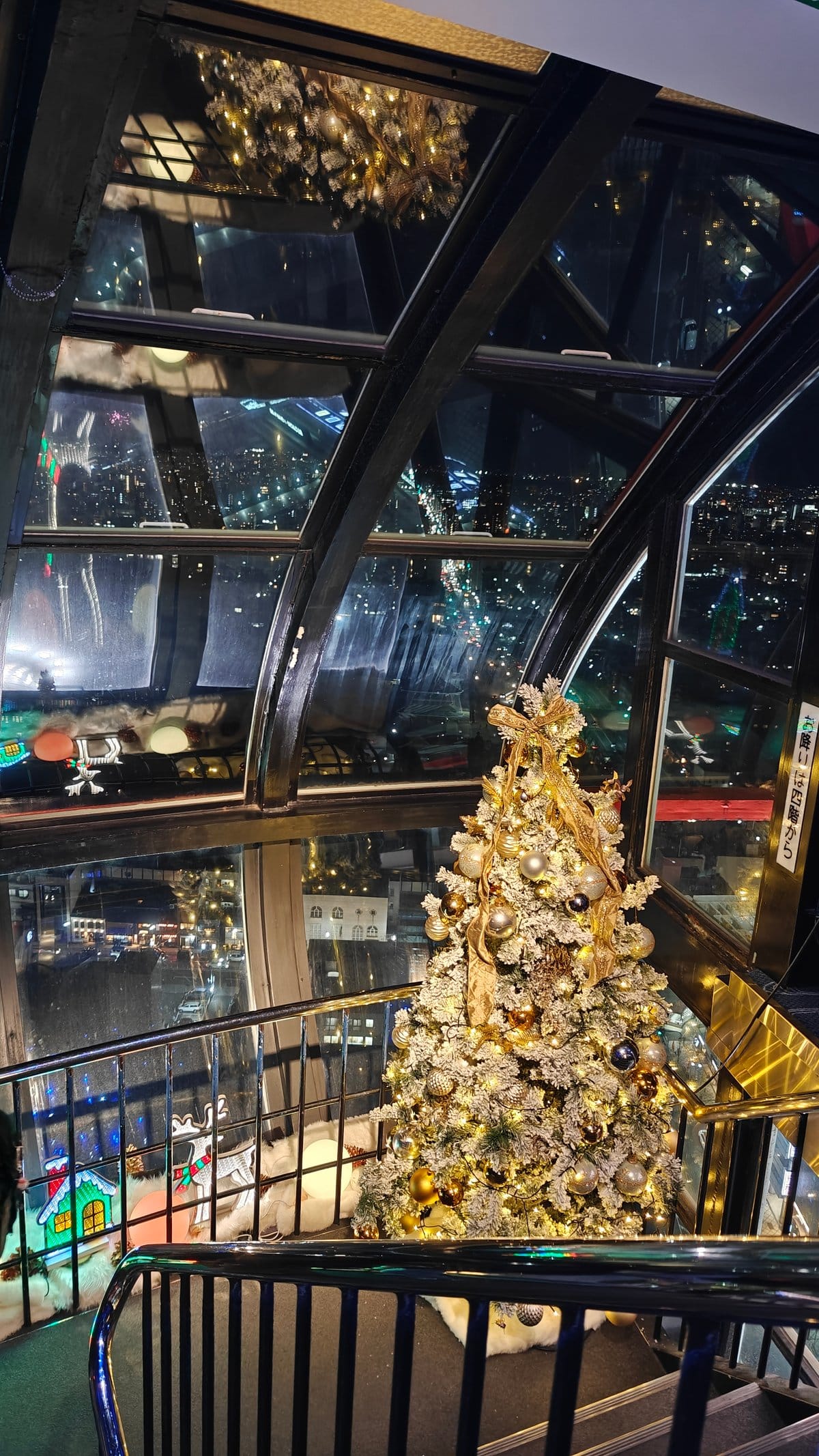Golden Christmas tree night view