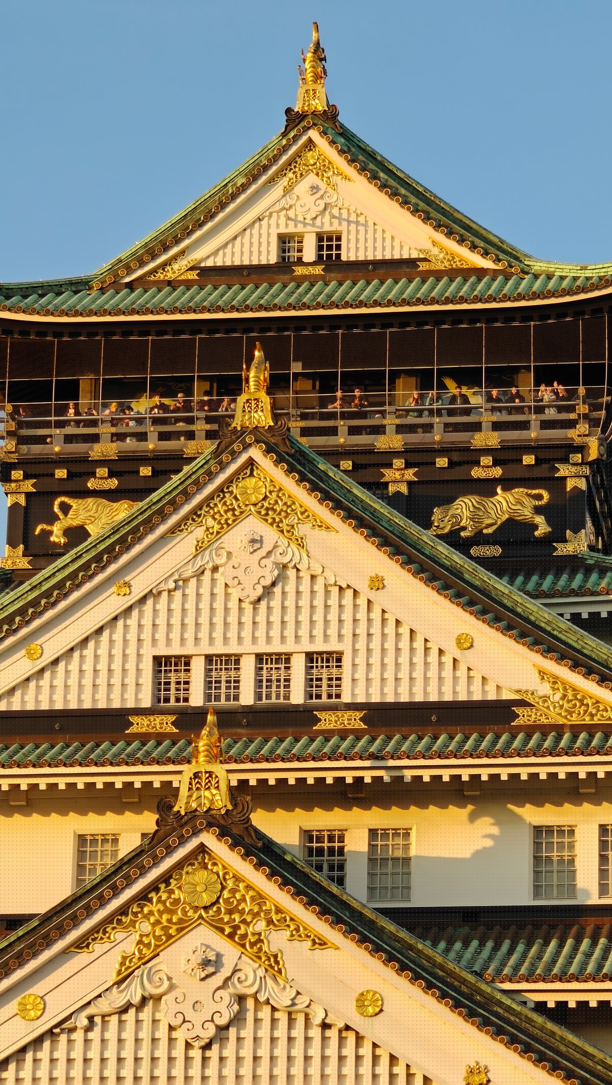 Golden shachihoko roof ornaments