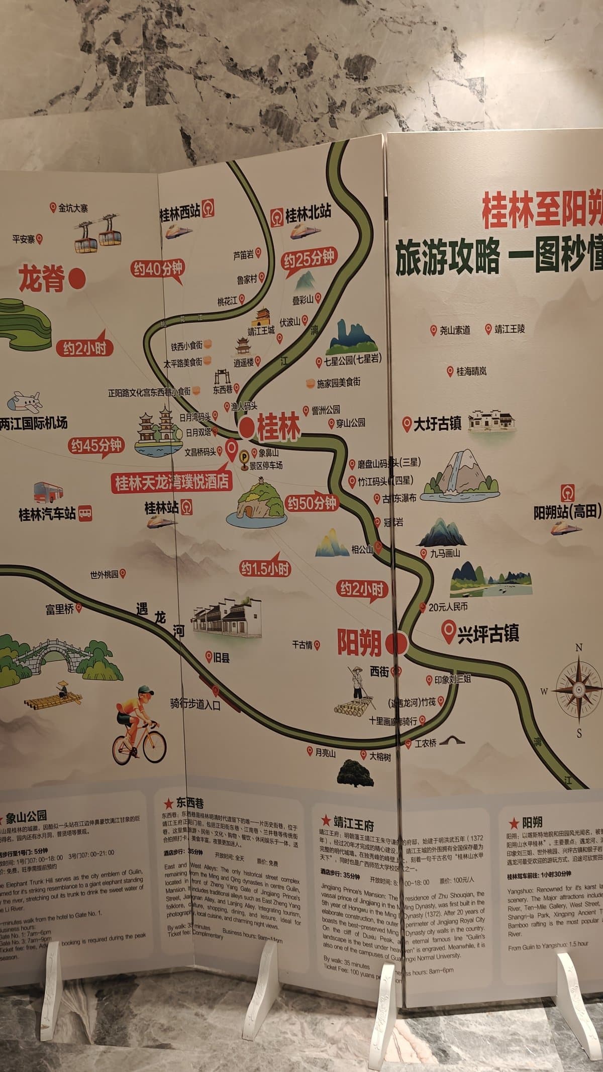 Guilin attractions map in lobby