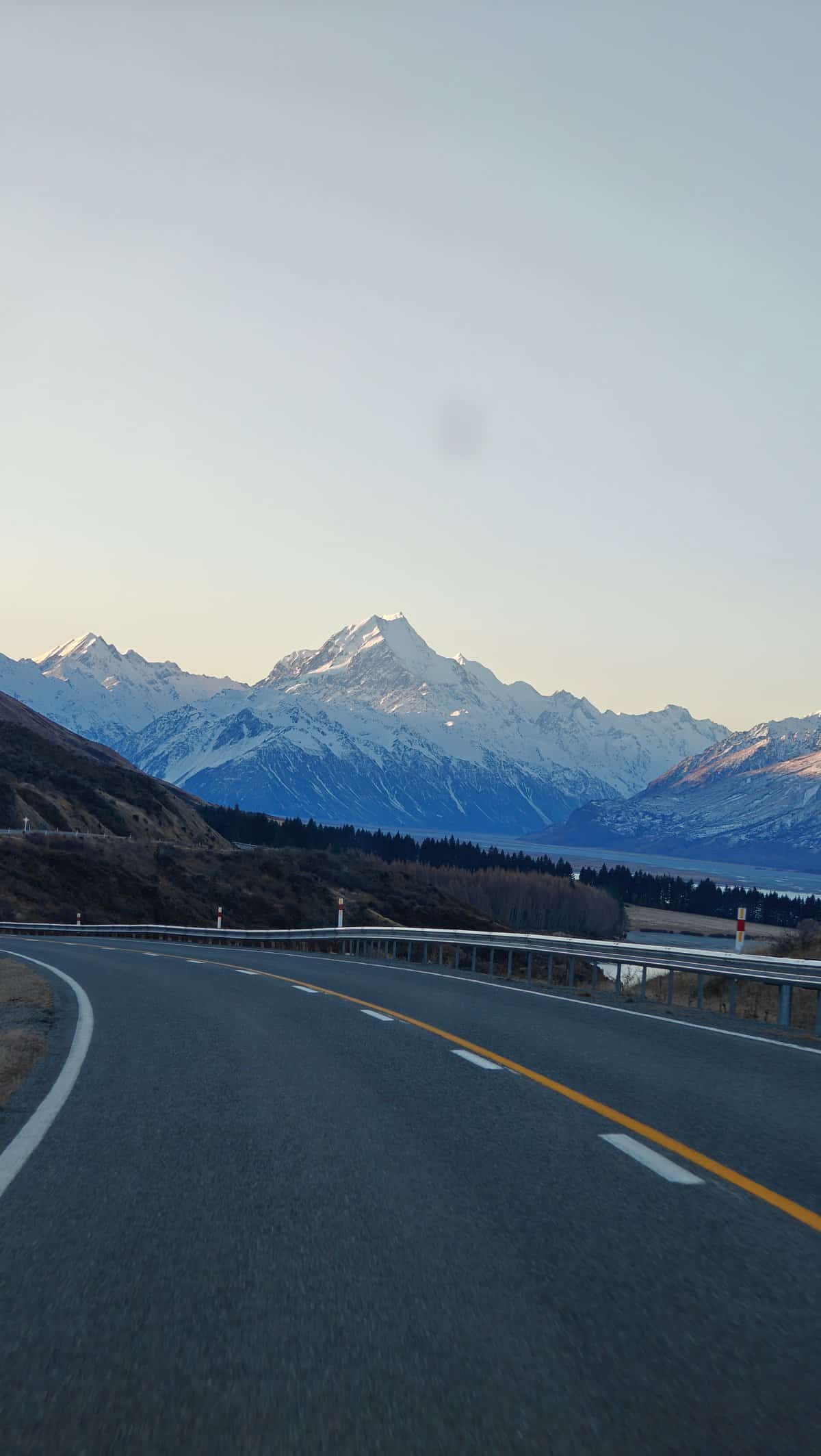 Highway passing a small overpass with a large
