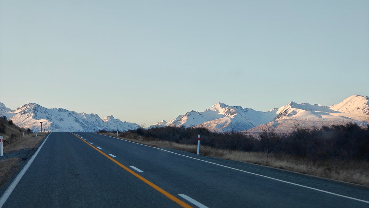 Horizontal view of the open road curving toward