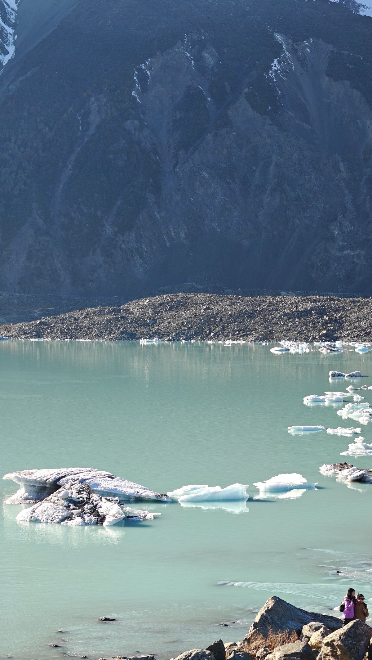 Iceberg-dotted turquoise lake
