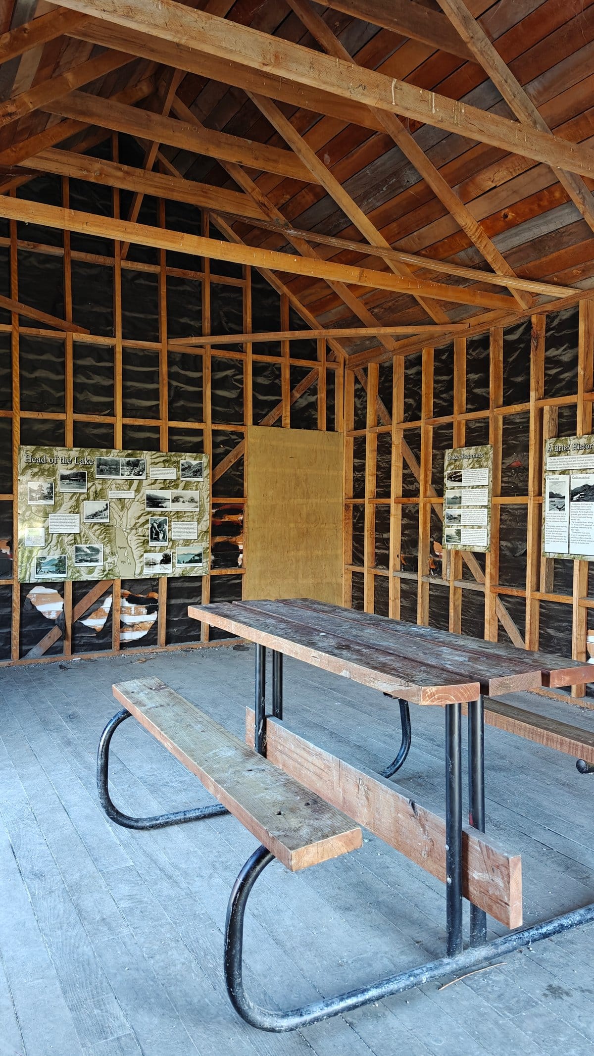 Interior of the shed looking toward the interpretation