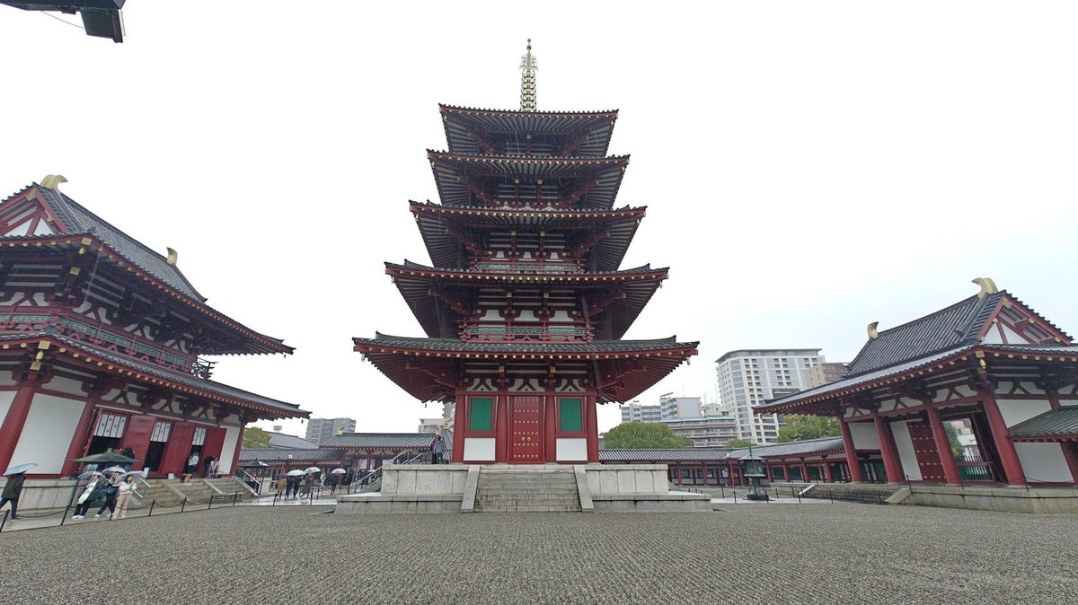 Japanese pagoda with cloudy sky