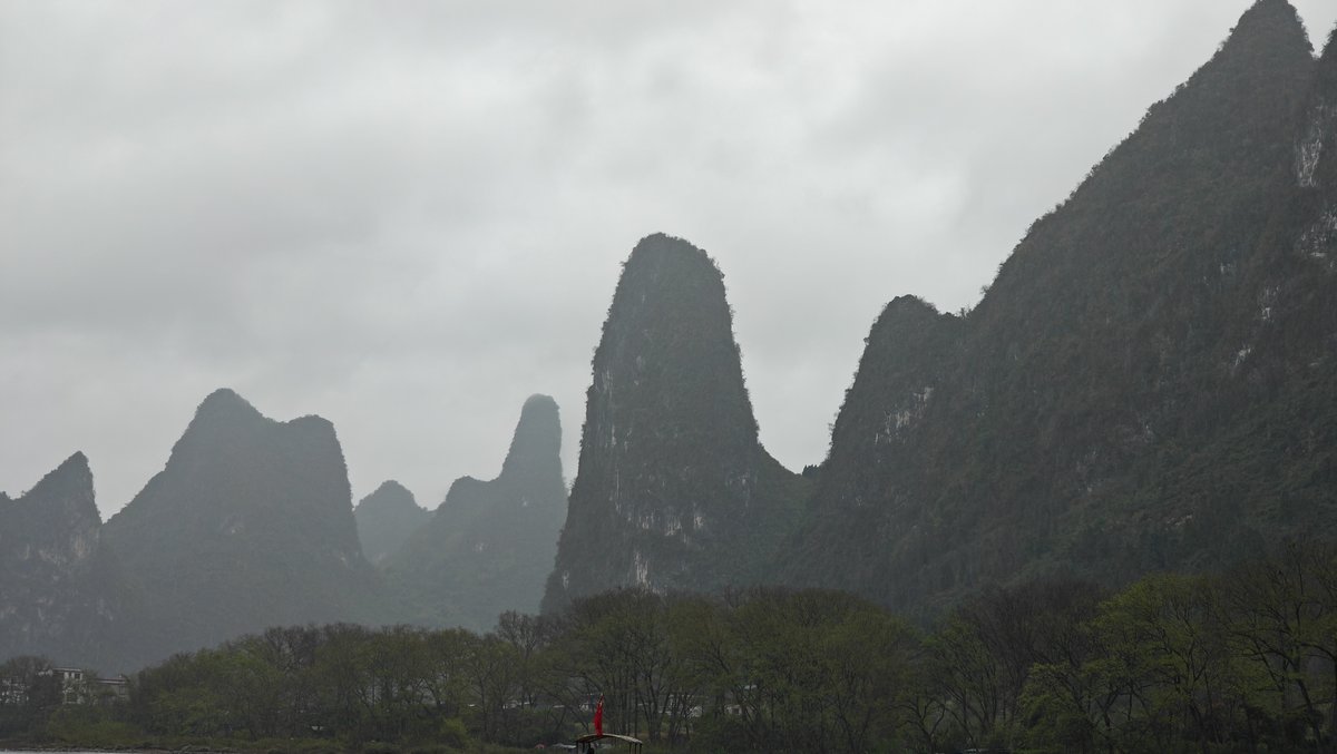 Layered misty peaks like a painting
