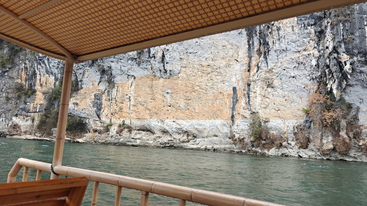 Limestone cliff striations close-up