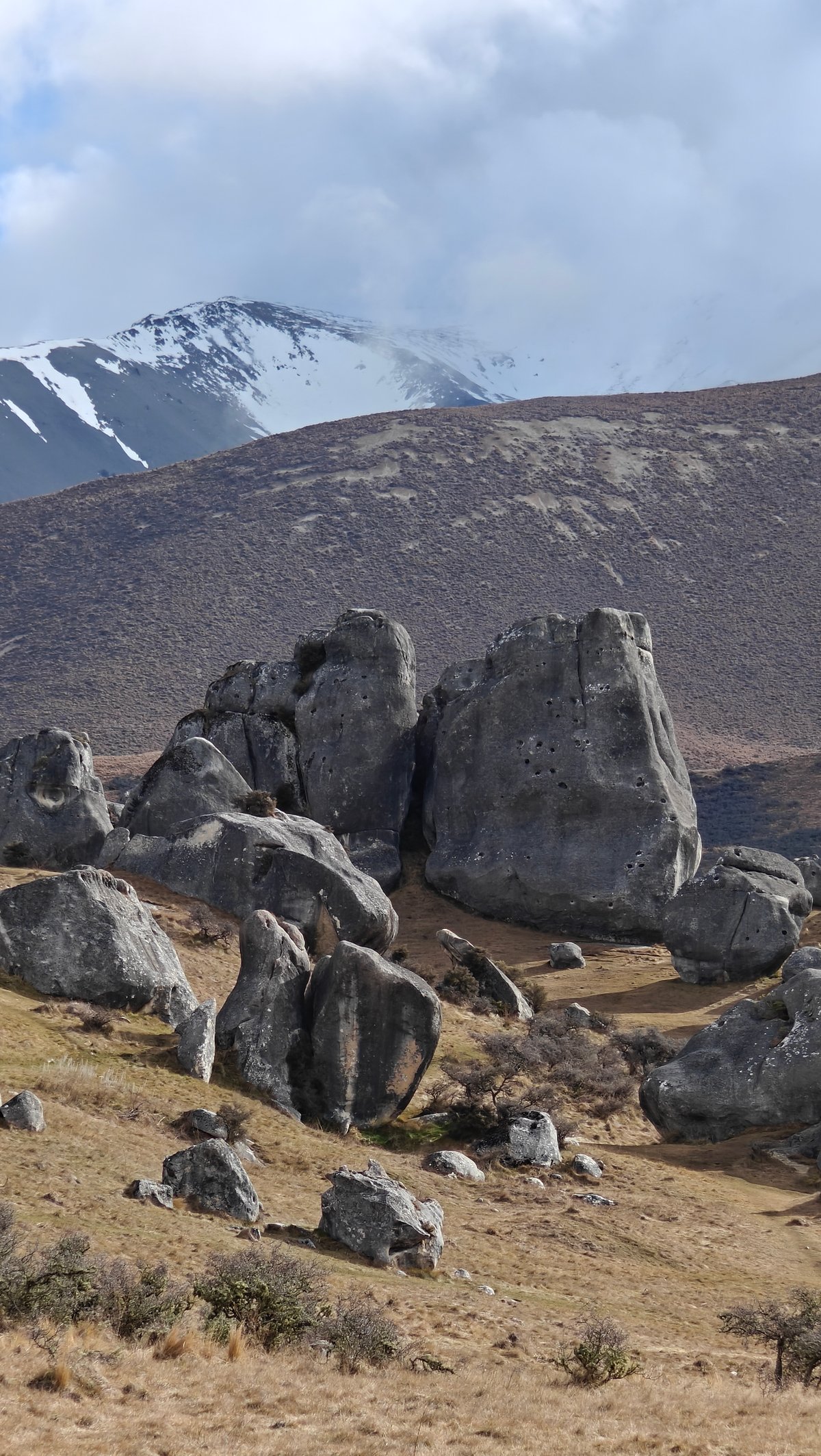 Limestone tors snow mountains