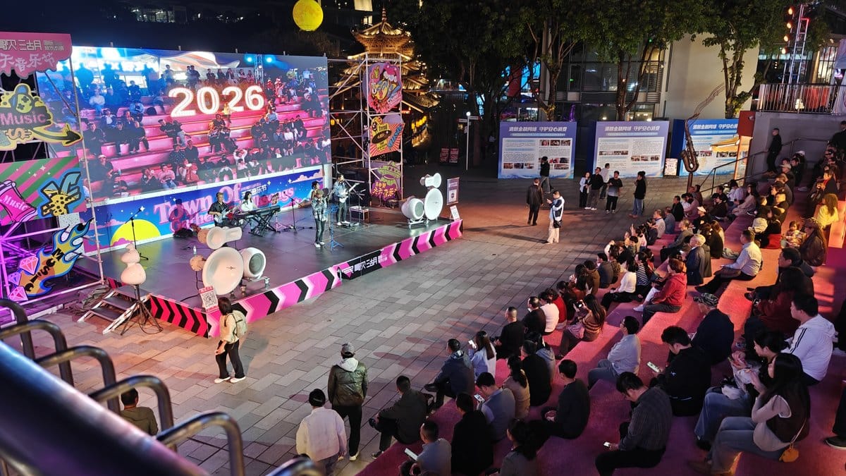 Live band on outdoor stage