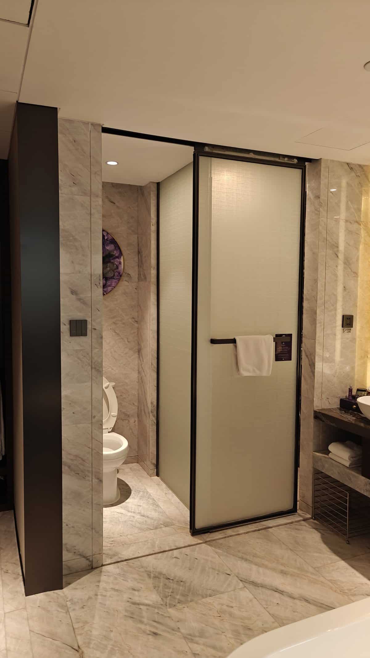 Marble bathroom toilet and shower