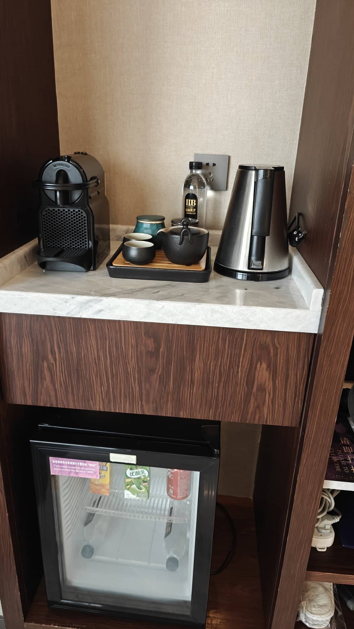 Minibar Nespresso tea set fridge