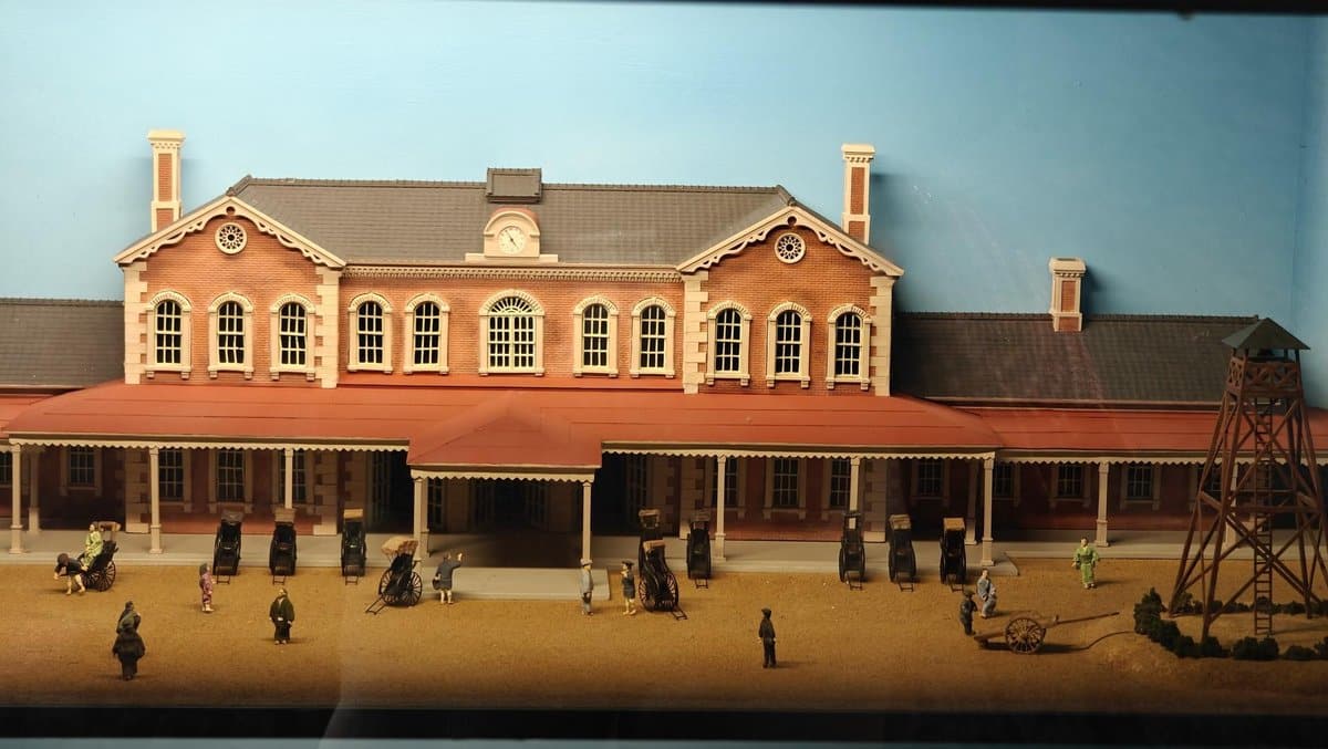 Model of vintage railway station
