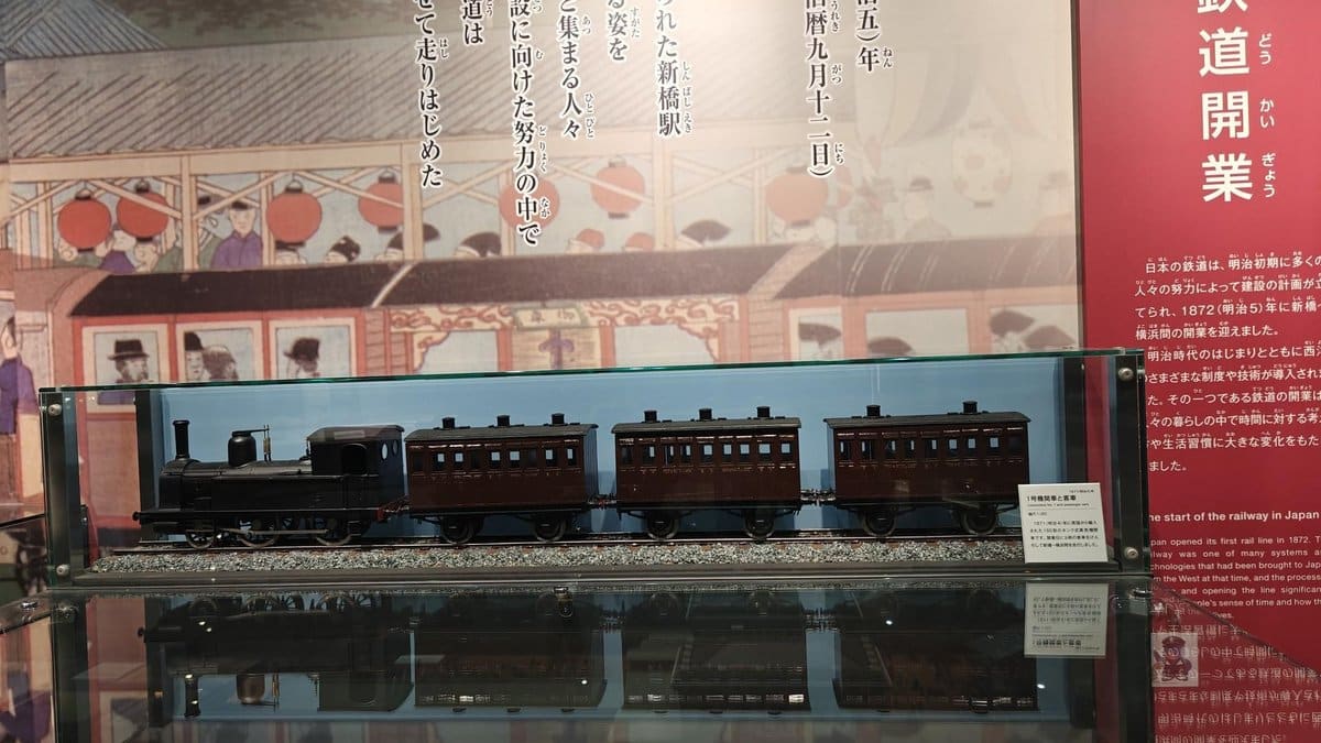 Model train with historical backdrop
