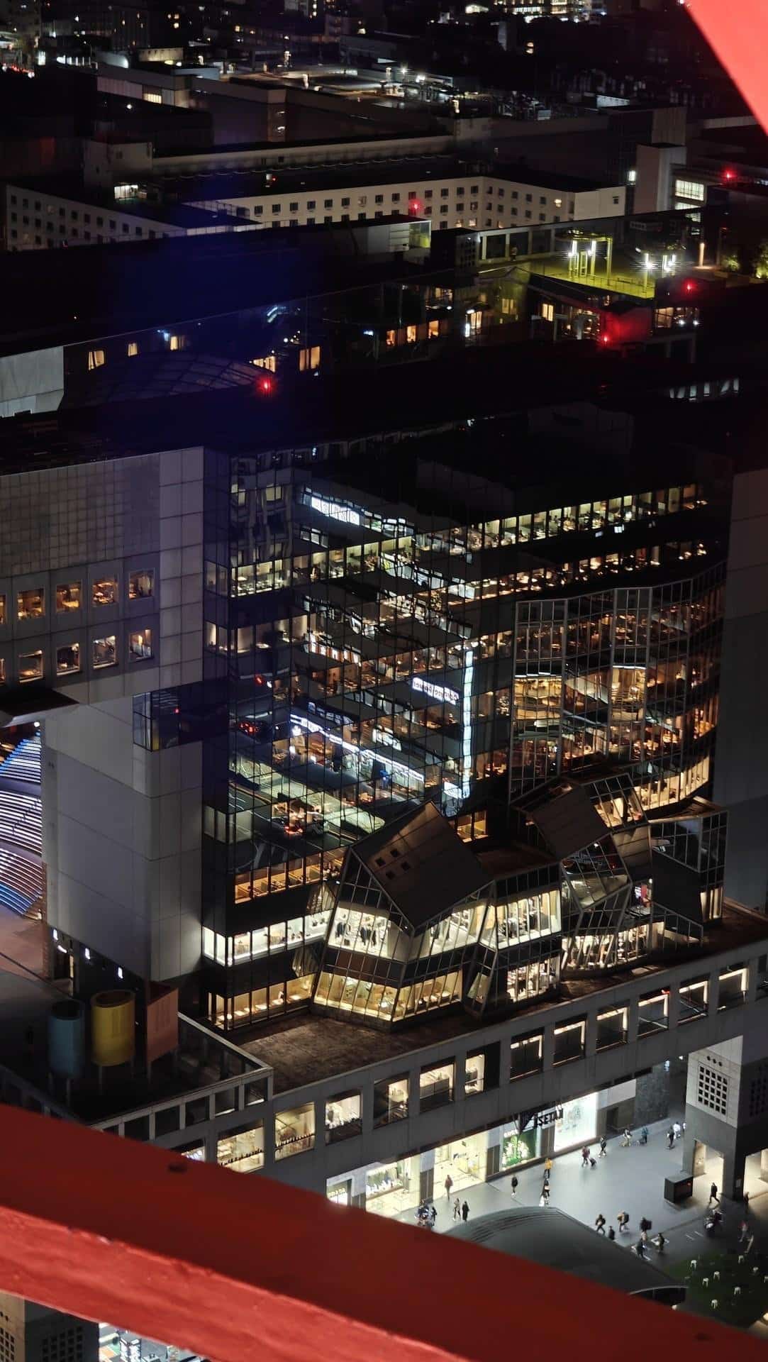 Night cityscape with illuminated building