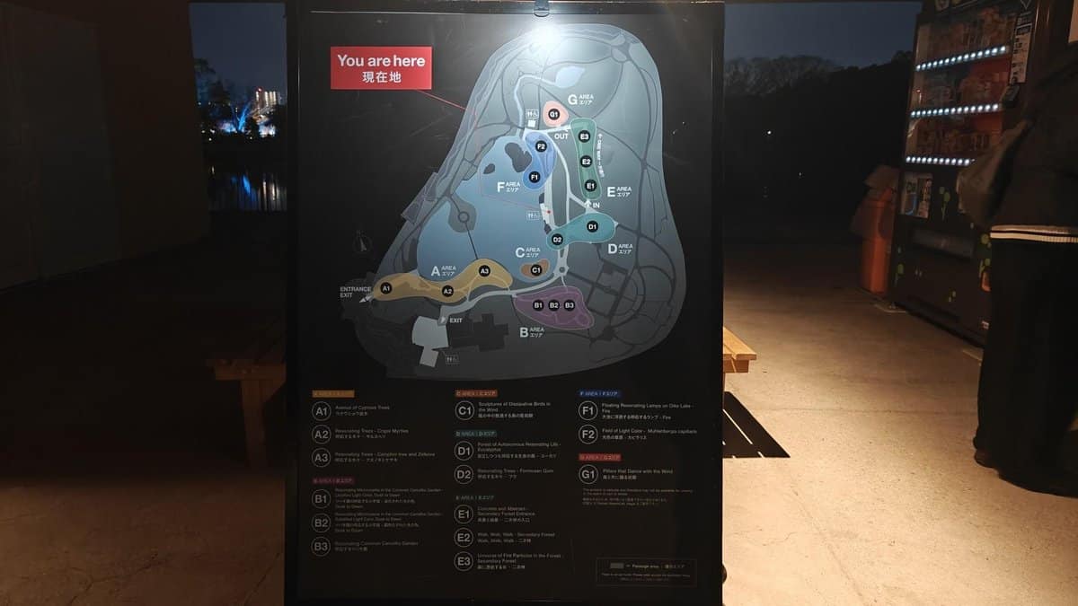 Nighttime park map board