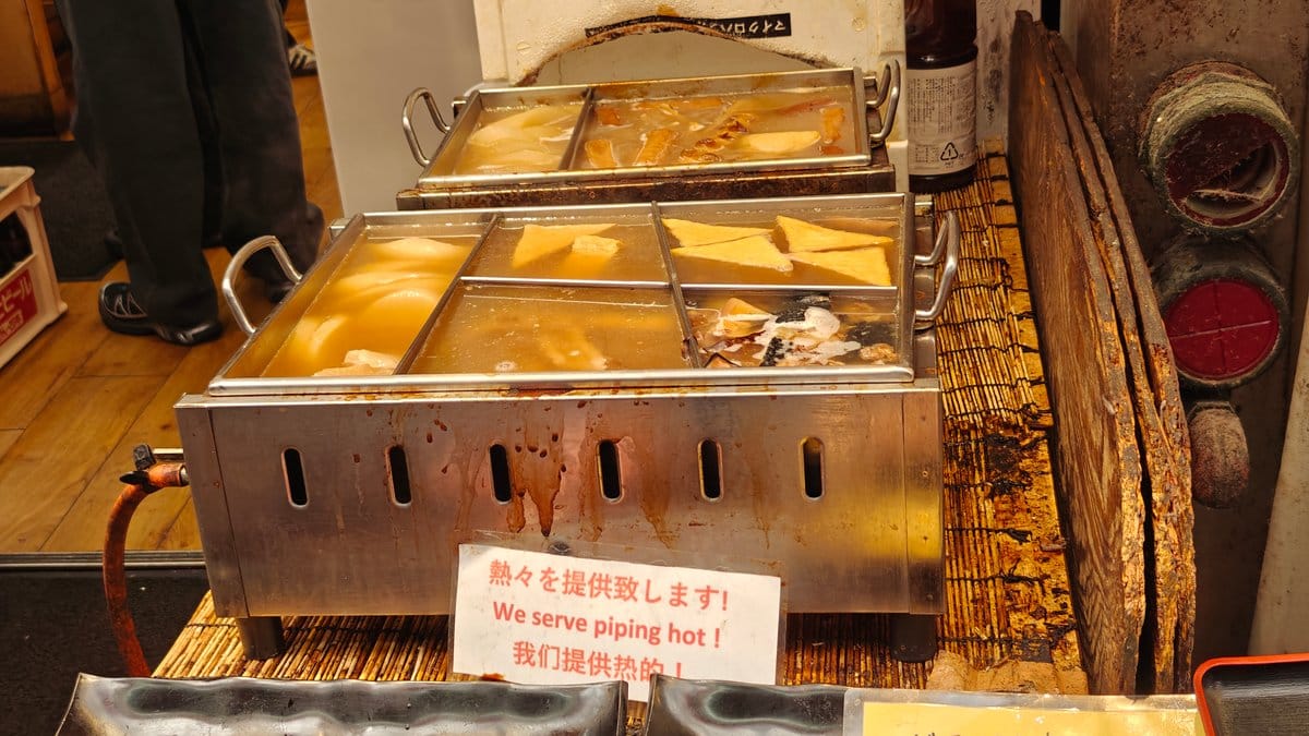 Oden pot simmering in dashi