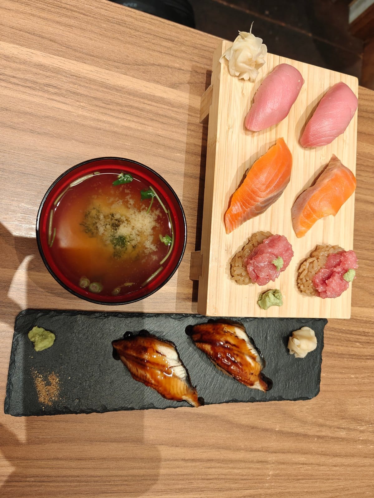 Ramen bowl with sushi