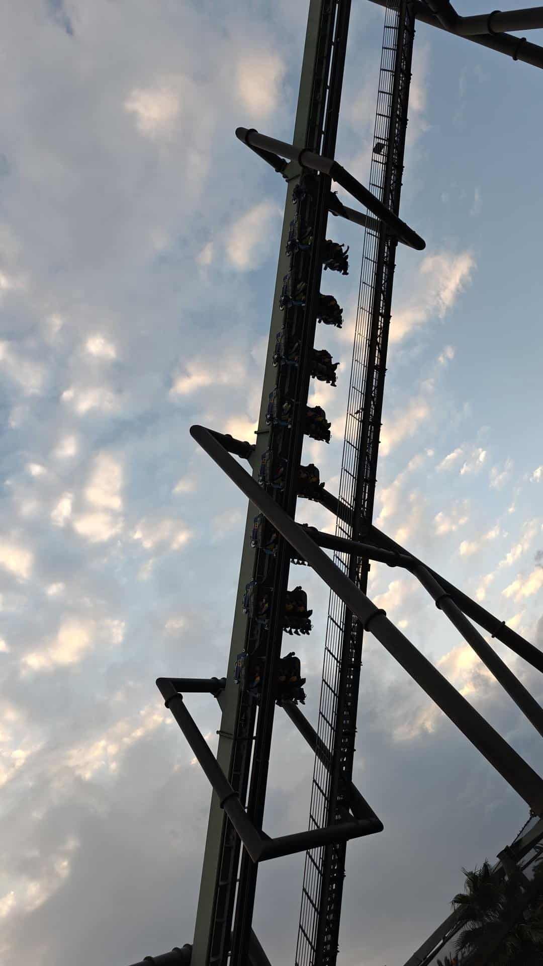 Roller coaster against a cloudy sky