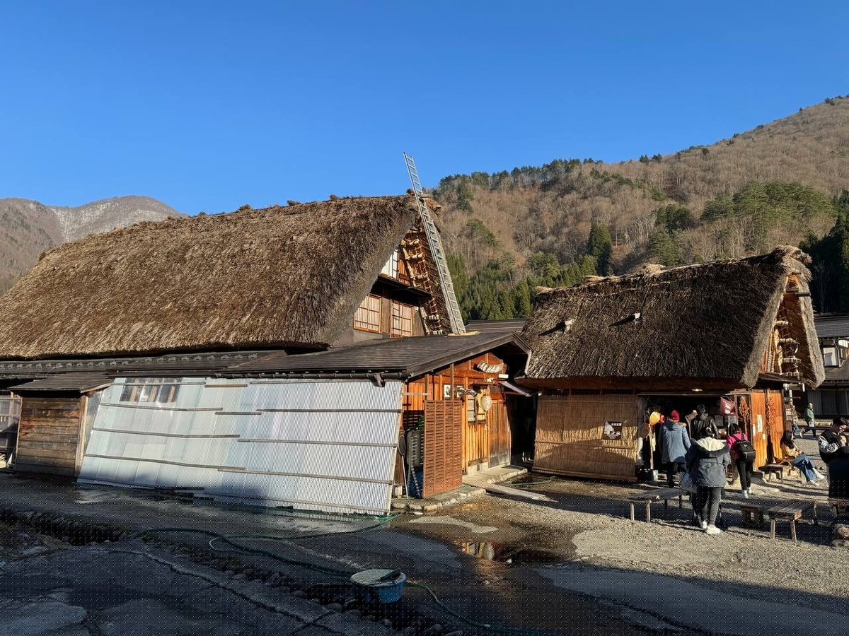 Row of houses with tourists